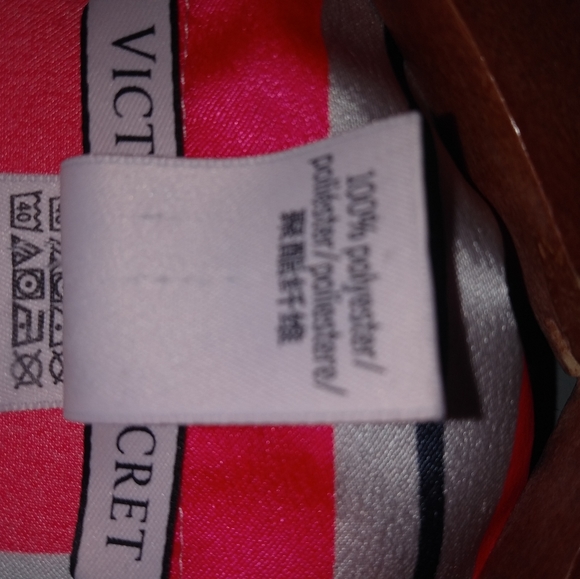 Victorias Secret S Satin Coral Stripe Sleep Top - Picture 7 of 8